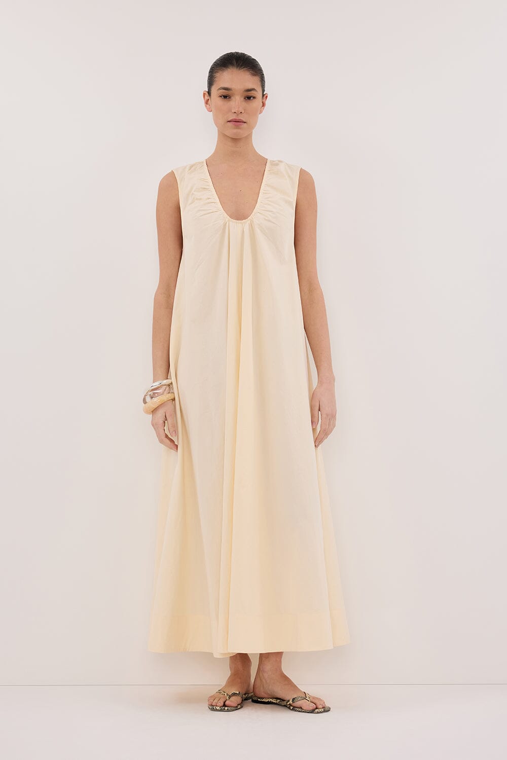 GABBY BUTTERMILK COTTON MIDI DRESS Clothing DISSH Boutiques 4 BUTTERMILK 