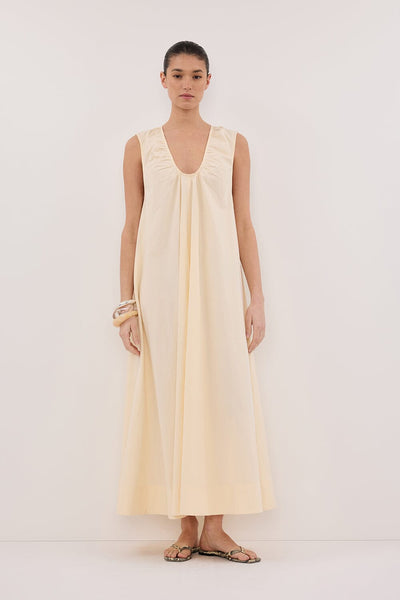 Aude wearing GABBY BUTTERMILK OVERSIZED COTTON MIDI DRESS
