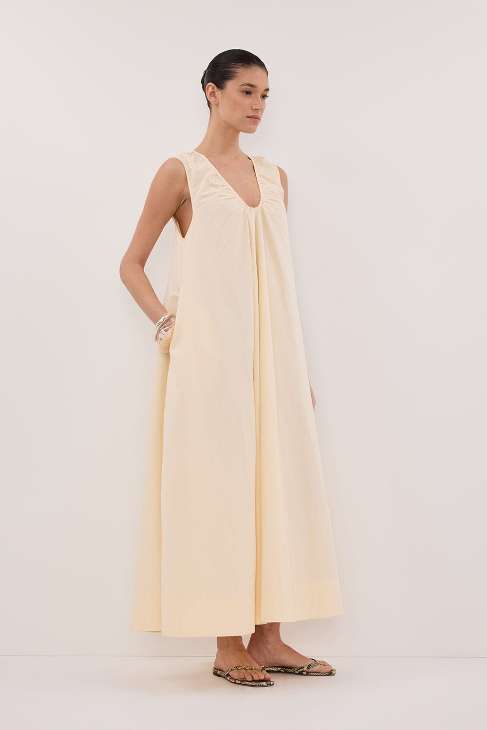 GABBY BUTTERMILK COTTON MIDI DRESS Clothing DISSH Boutiques 
