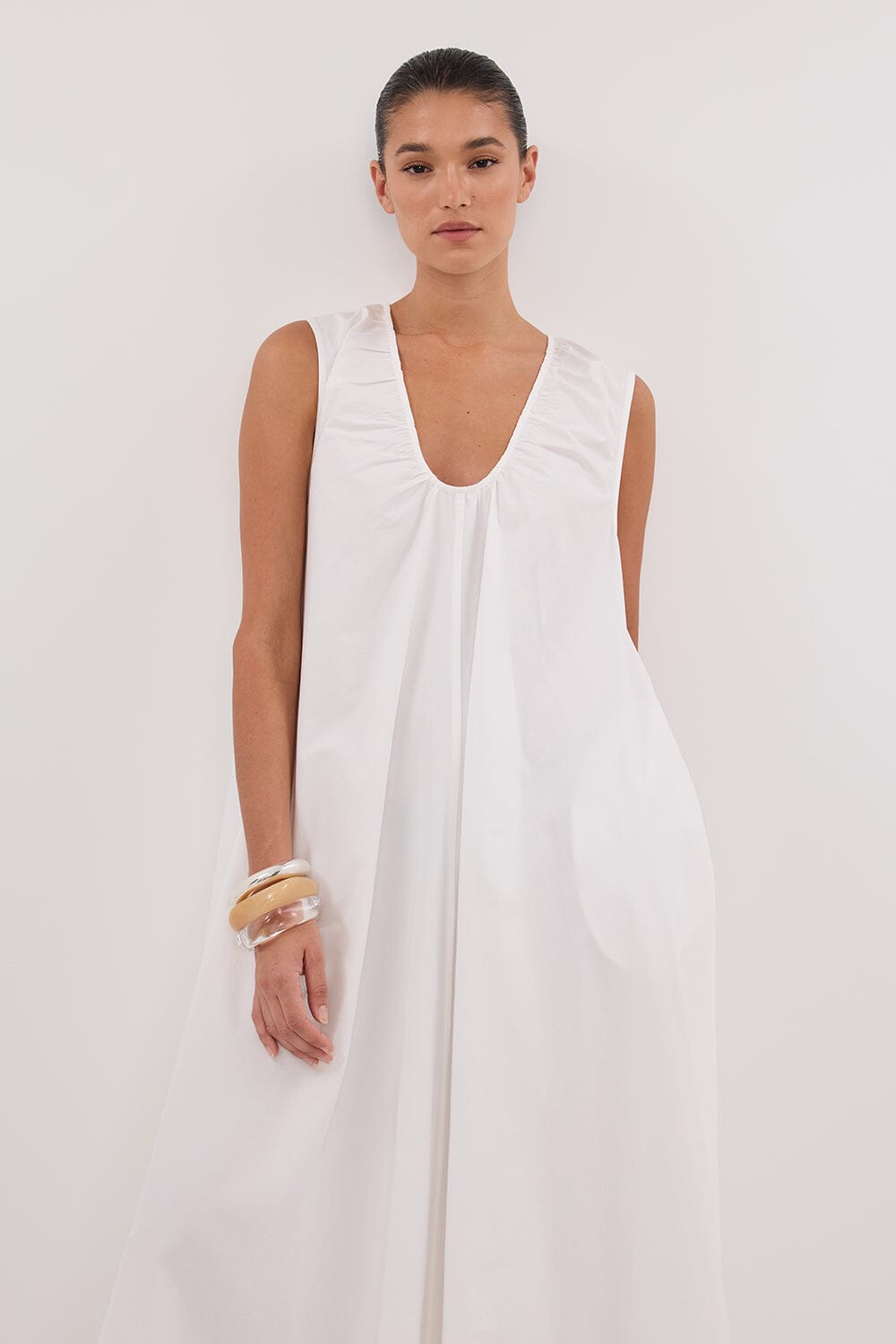 GABBY WHITE COTTON MIDI DRESS Clothing DISSH Boutiques 