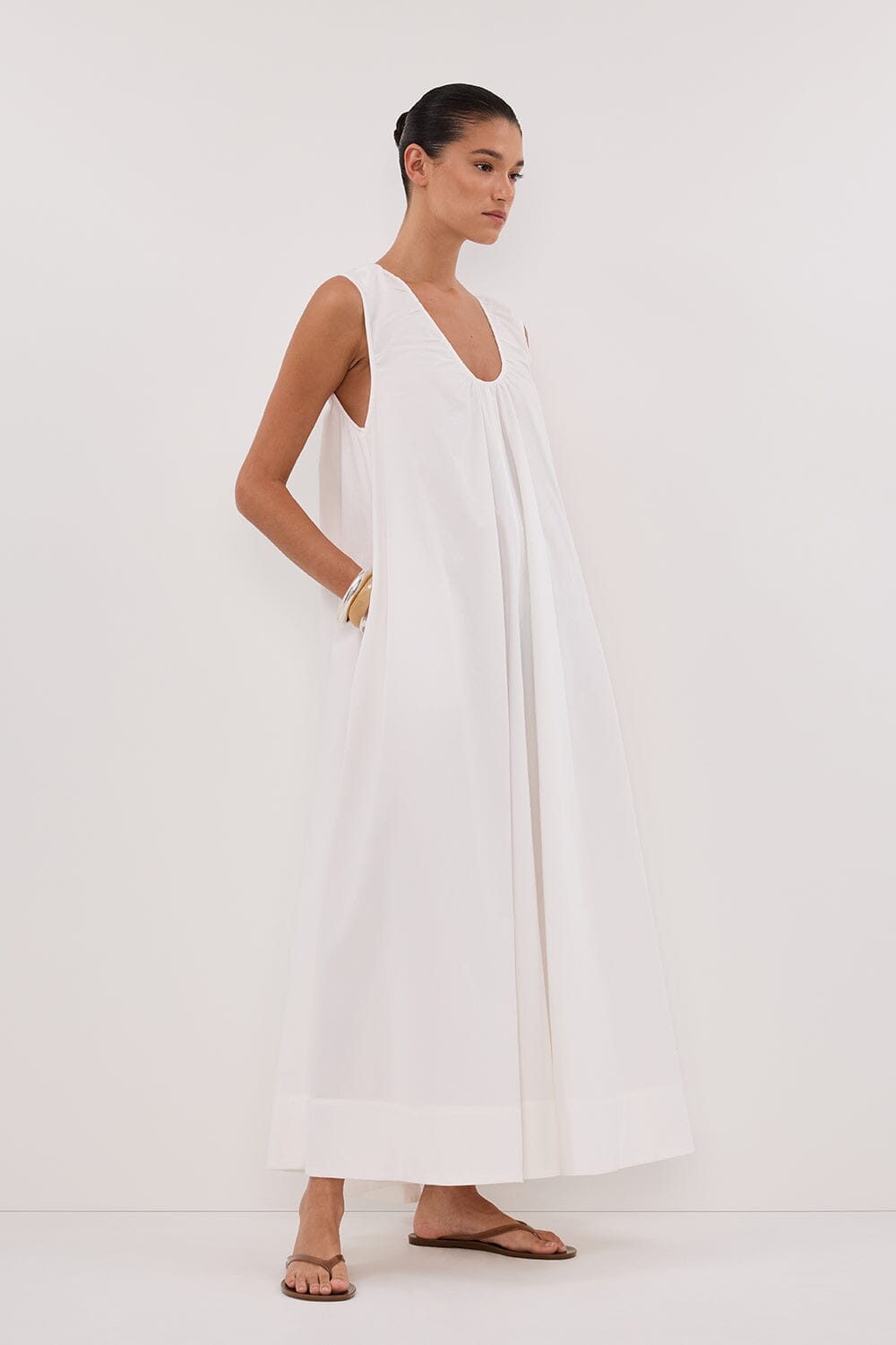GABBY WHITE COTTON MIDI DRESS Clothing DISSH Boutiques 