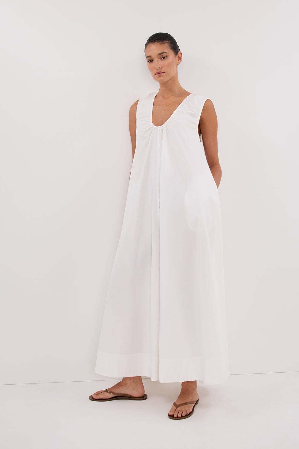 GABBY WHITE COTTON MIDI DRESS Clothing DISSH Boutiques 