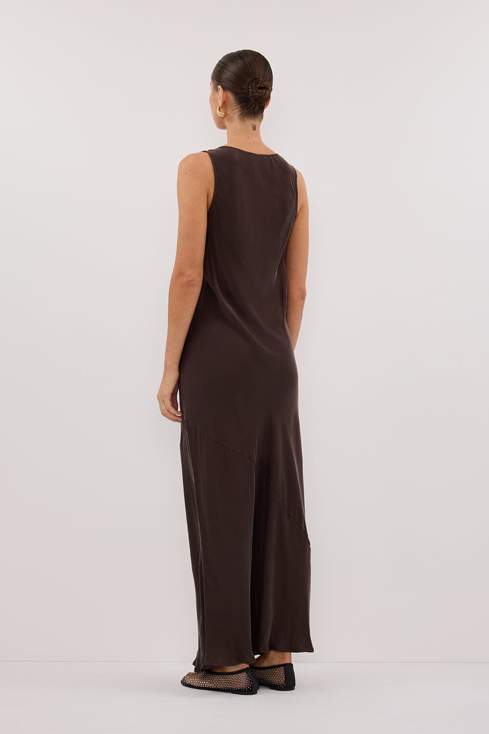 DARCY BITTER CHOC SILK MAXI DRESS Clothing DISSH Boutiques 