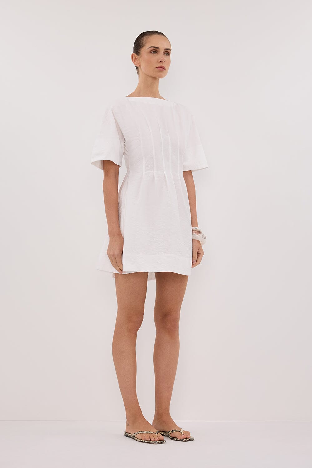 DAPHNE WHITE SLEEVED MINI DRESS Clothing DISSH Boutiques 