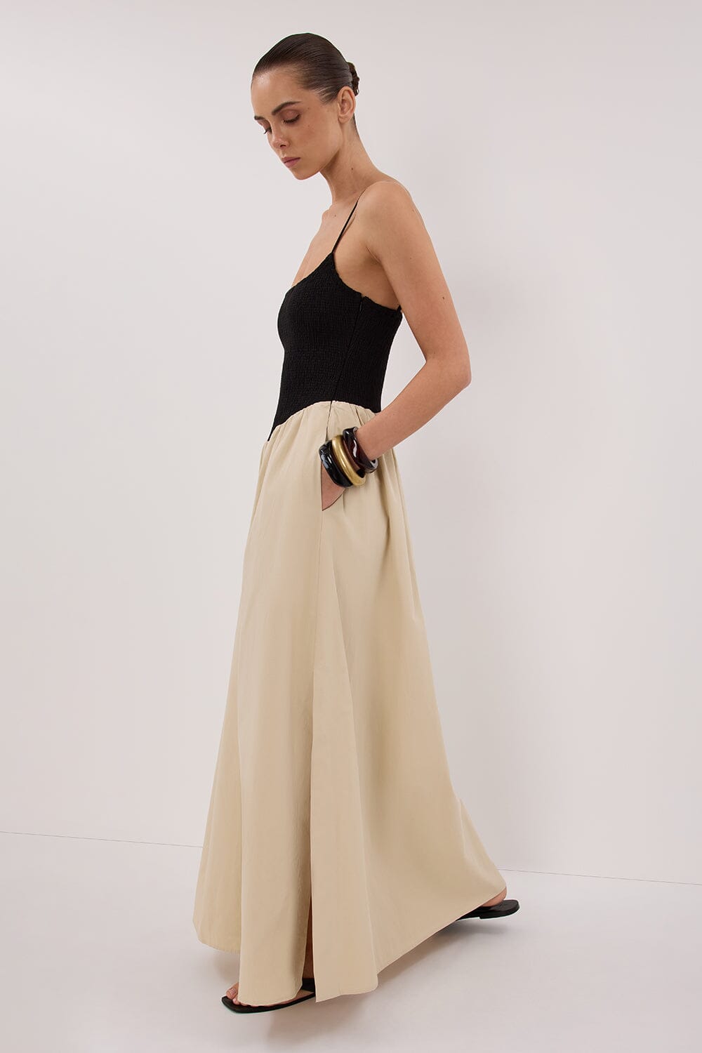 MILANO BLACK/STONE MIDI DRESS Clothing DISSH Boutiques 