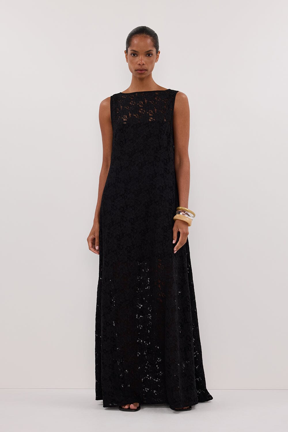 LOULA BLACK LACE MIDI DRESS Clothing DISSH Boutiques 