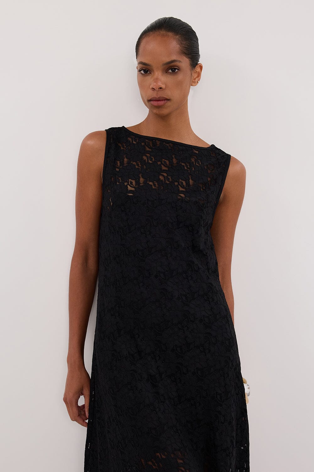 LOULA BLACK LACE MIDI DRESS Clothing DISSH Boutiques 