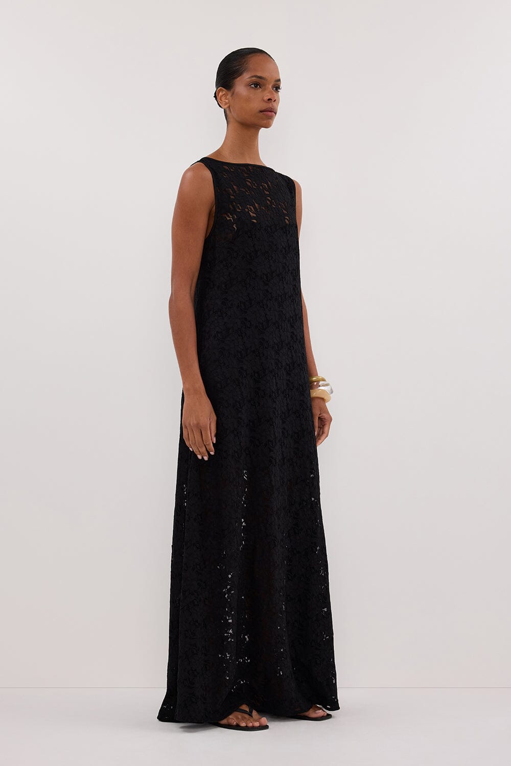 LOULA BLACK LACE MIDI DRESS Clothing DISSH Boutiques 