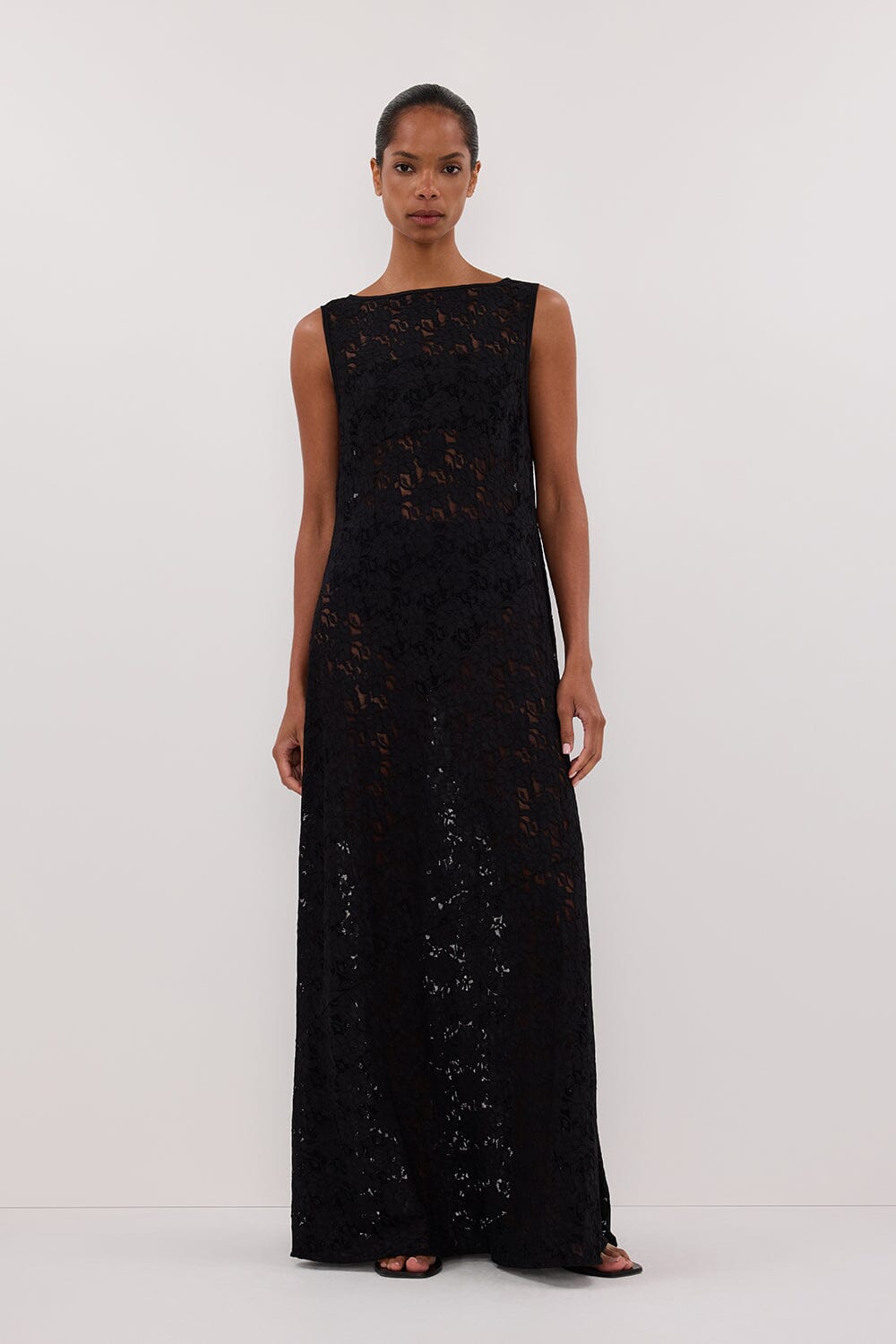 LOULA BLACK LACE MIDI DRESS Clothing DISSH Boutiques 