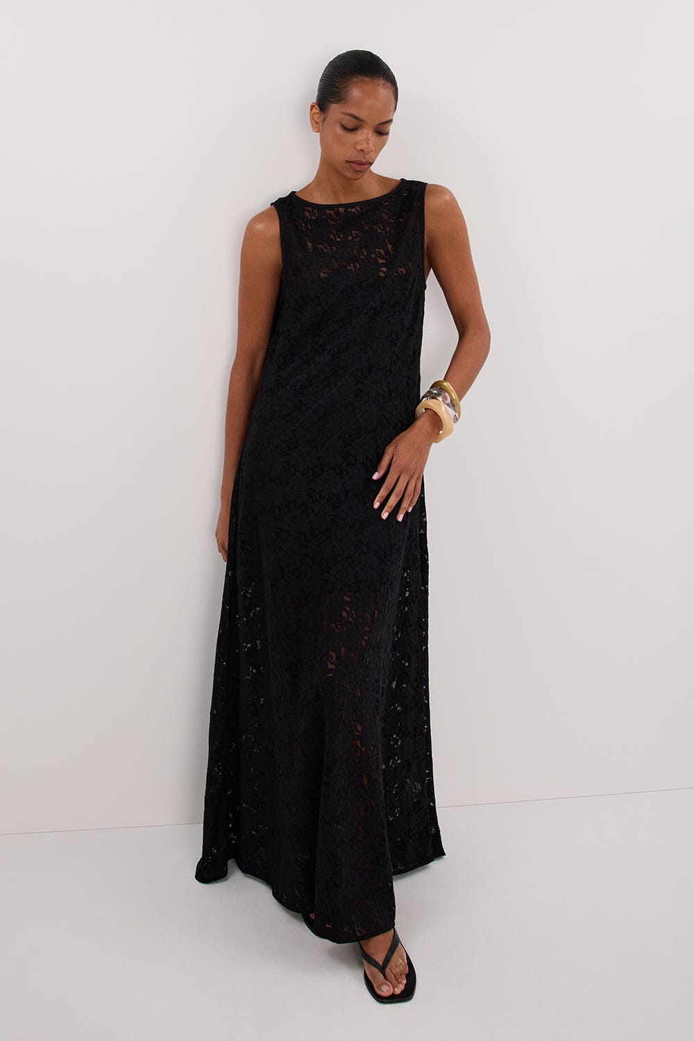 LOULA BLACK LACE MIDI DRESS Clothing DISSH Boutiques 