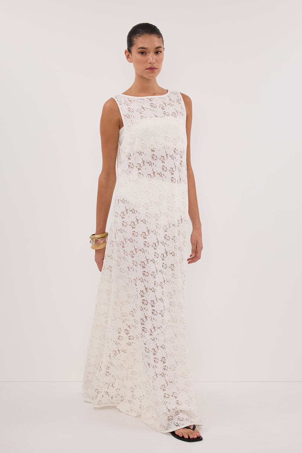 LOULA WHITE LACE MIDI DRESS - PRE ORDER Clothing DISSH Boutiques 