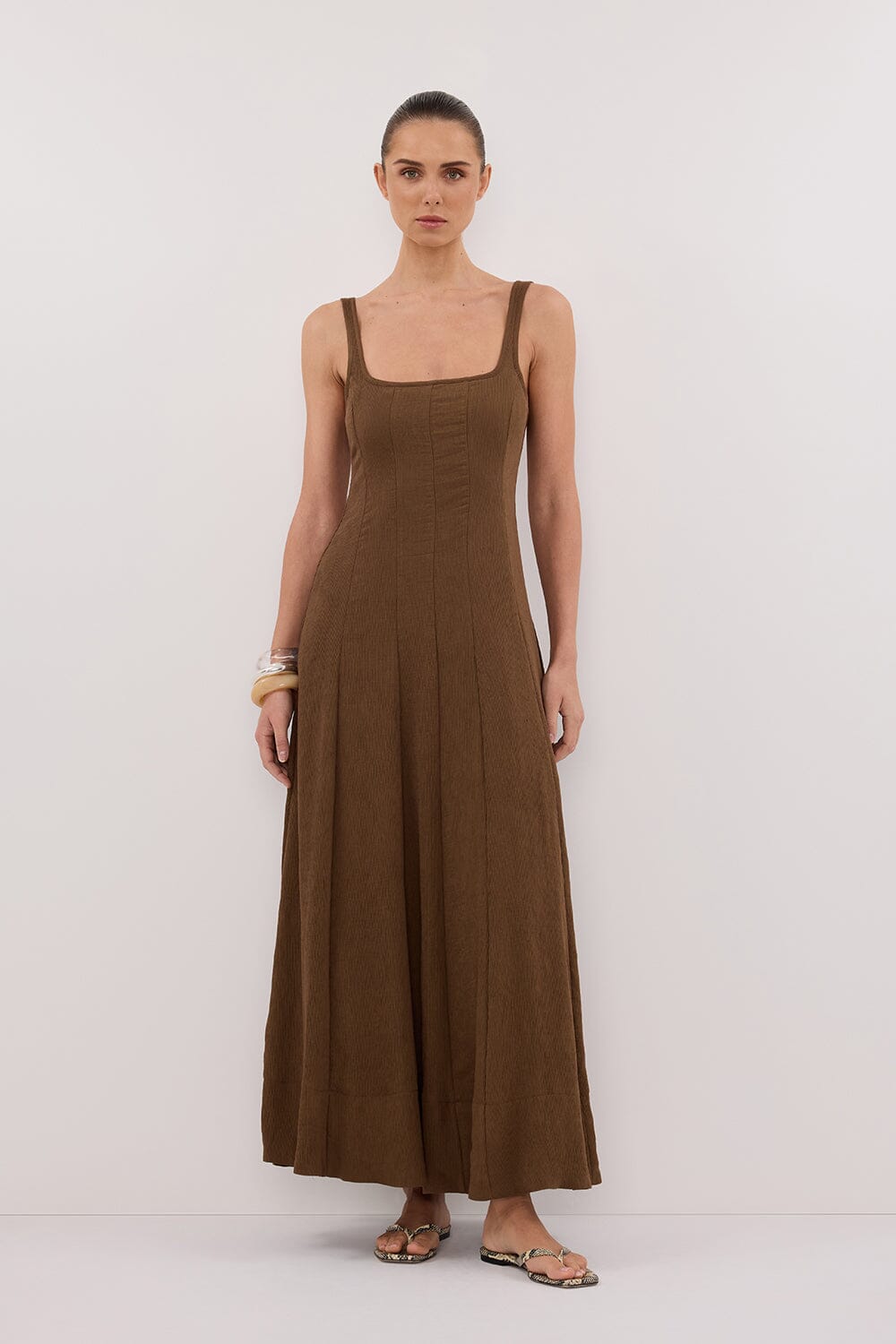 CANNE CHOCOLATE MIDI DRESS Clothing DISSH Boutiques 14 CHOCOLATE 