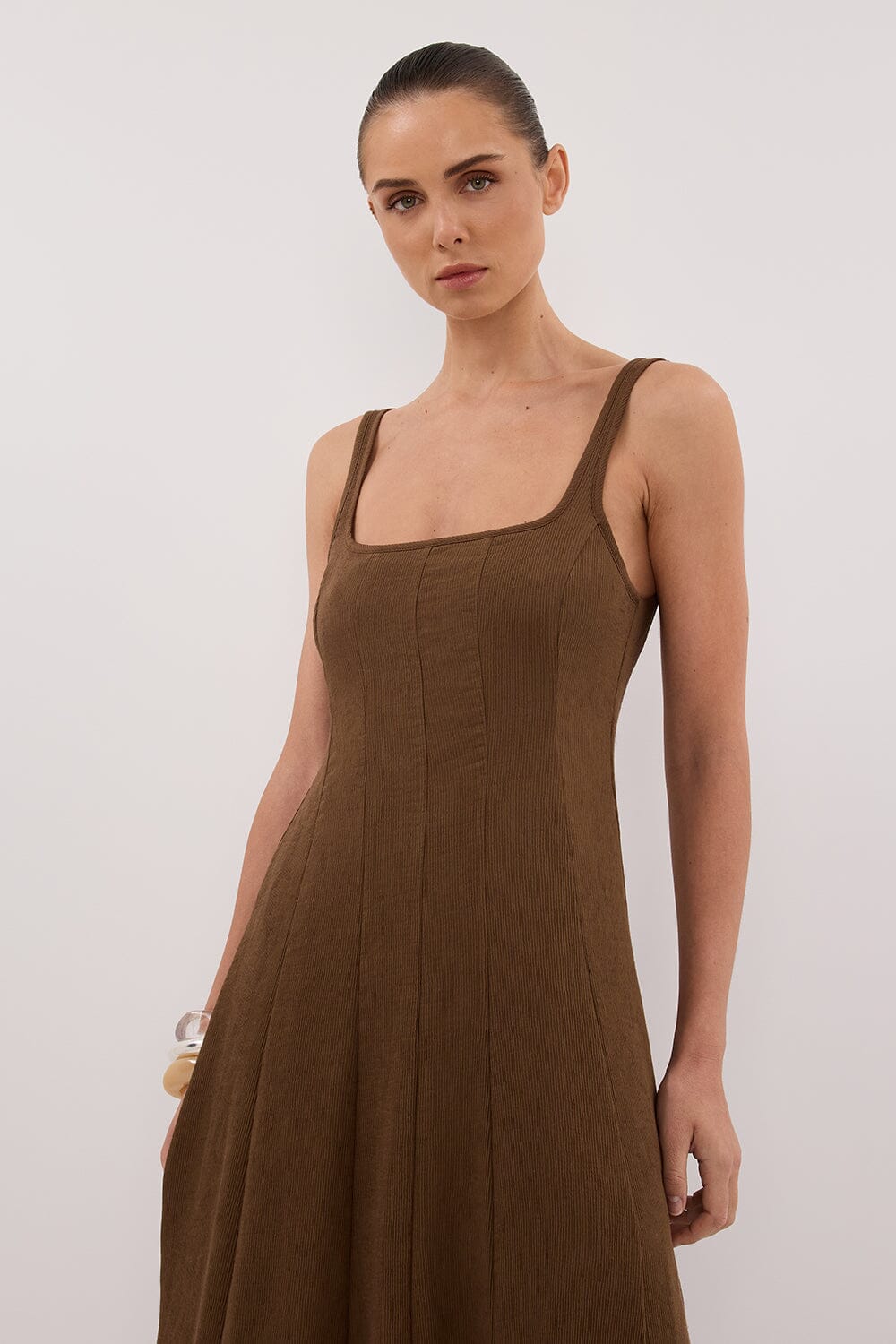 CANNE CHOCOLATE MIDI DRESS Clothing DISSH Boutiques 
