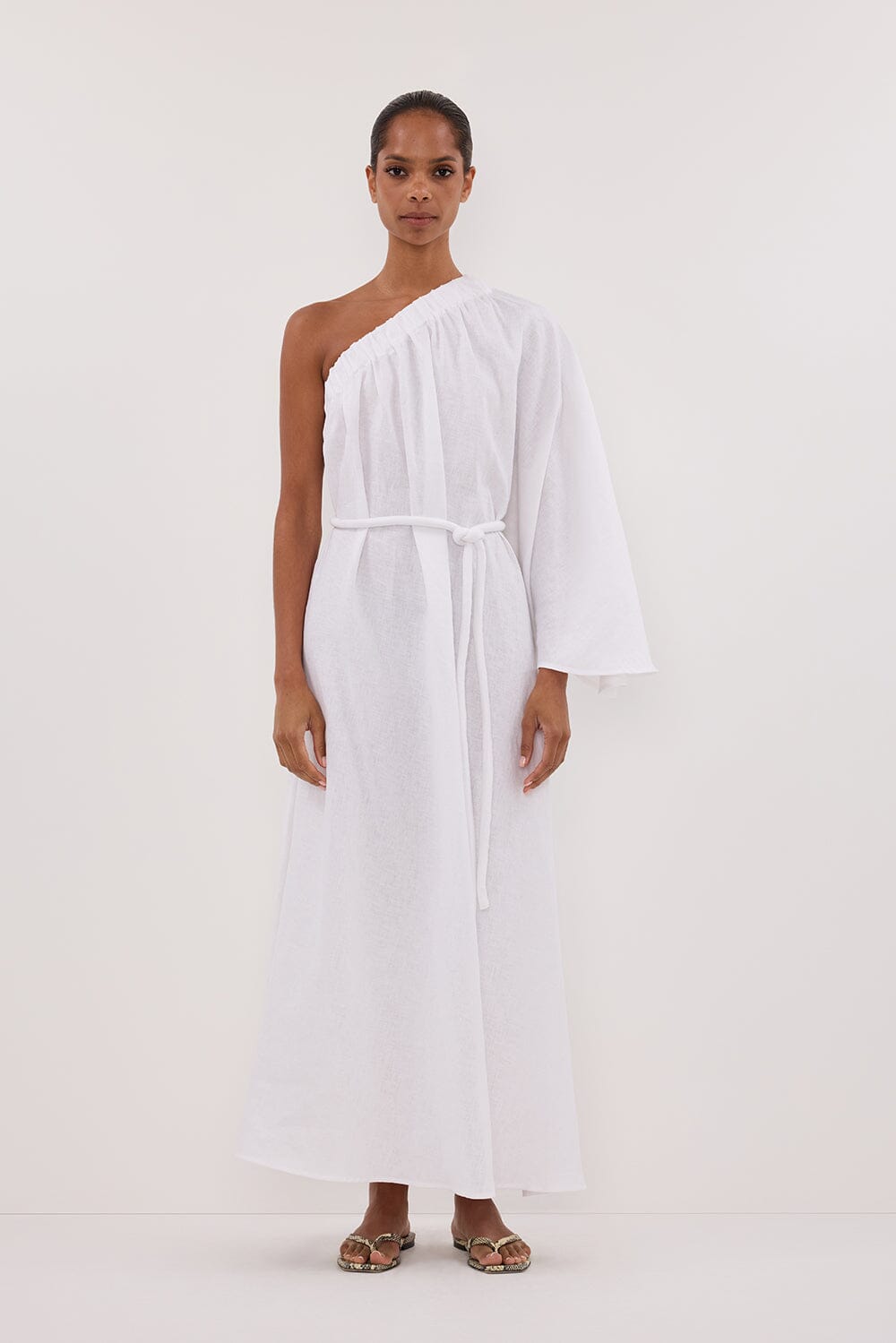 SALLY WHITE LINEN MIDI DRESS Clothing DISSH Boutiques 12 WHITE 
