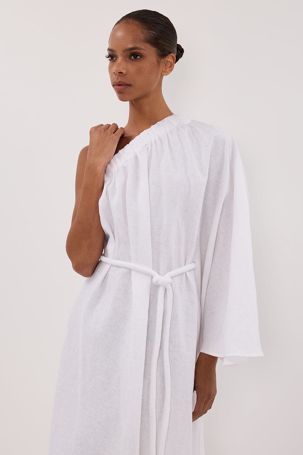 SALLY WHITE LINEN MIDI DRESS Clothing DISSH Boutiques 