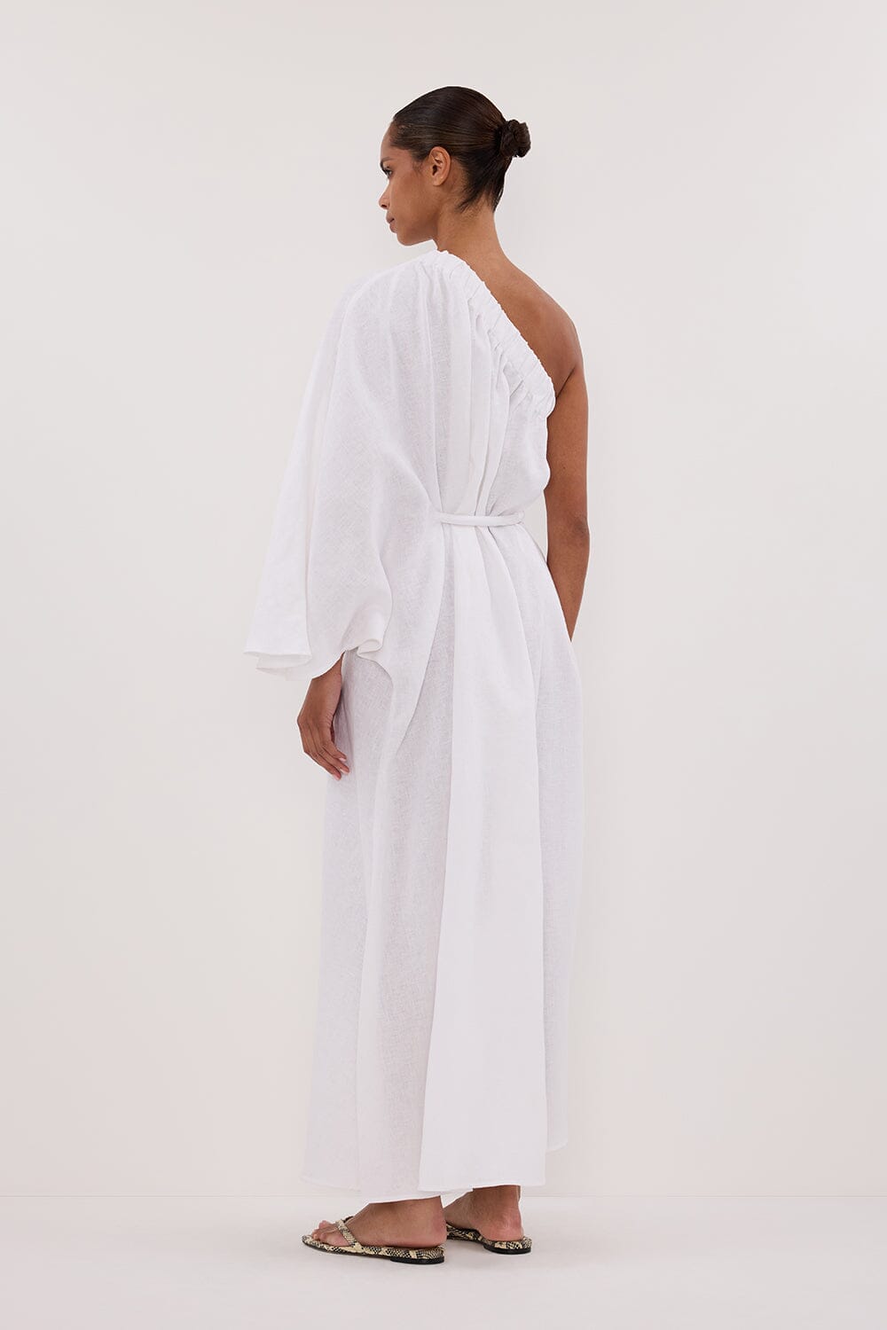 SALLY WHITE LINEN MIDI DRESS Clothing DISSH Boutiques 