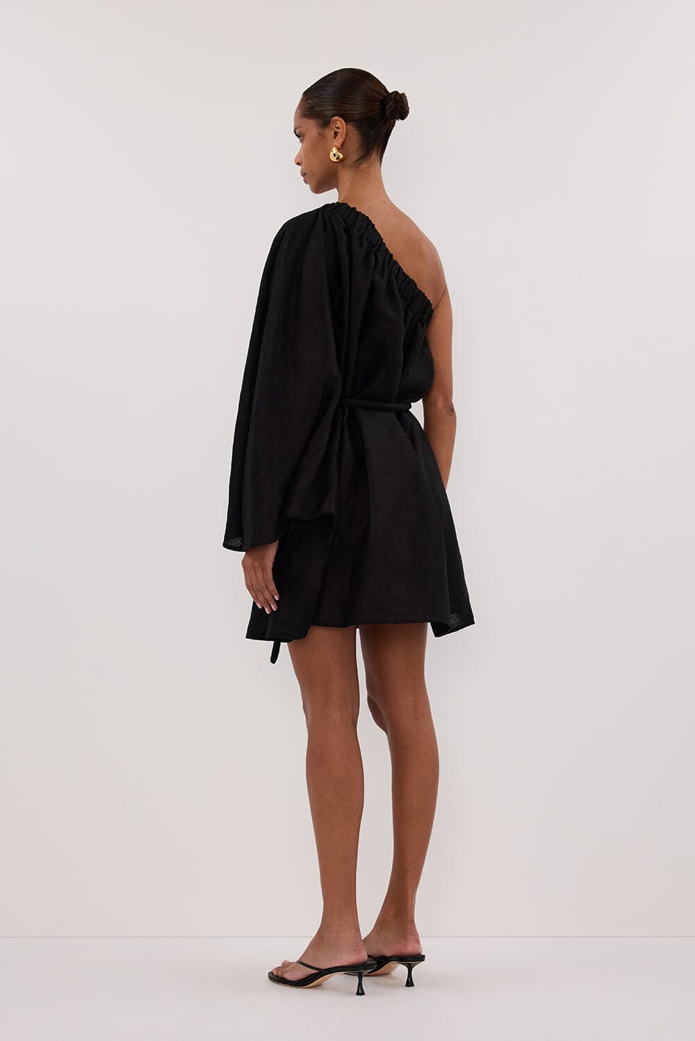 AURELIA BLACK ASYM LINEN MINI DRESS Clothing DISSH Boutiques 