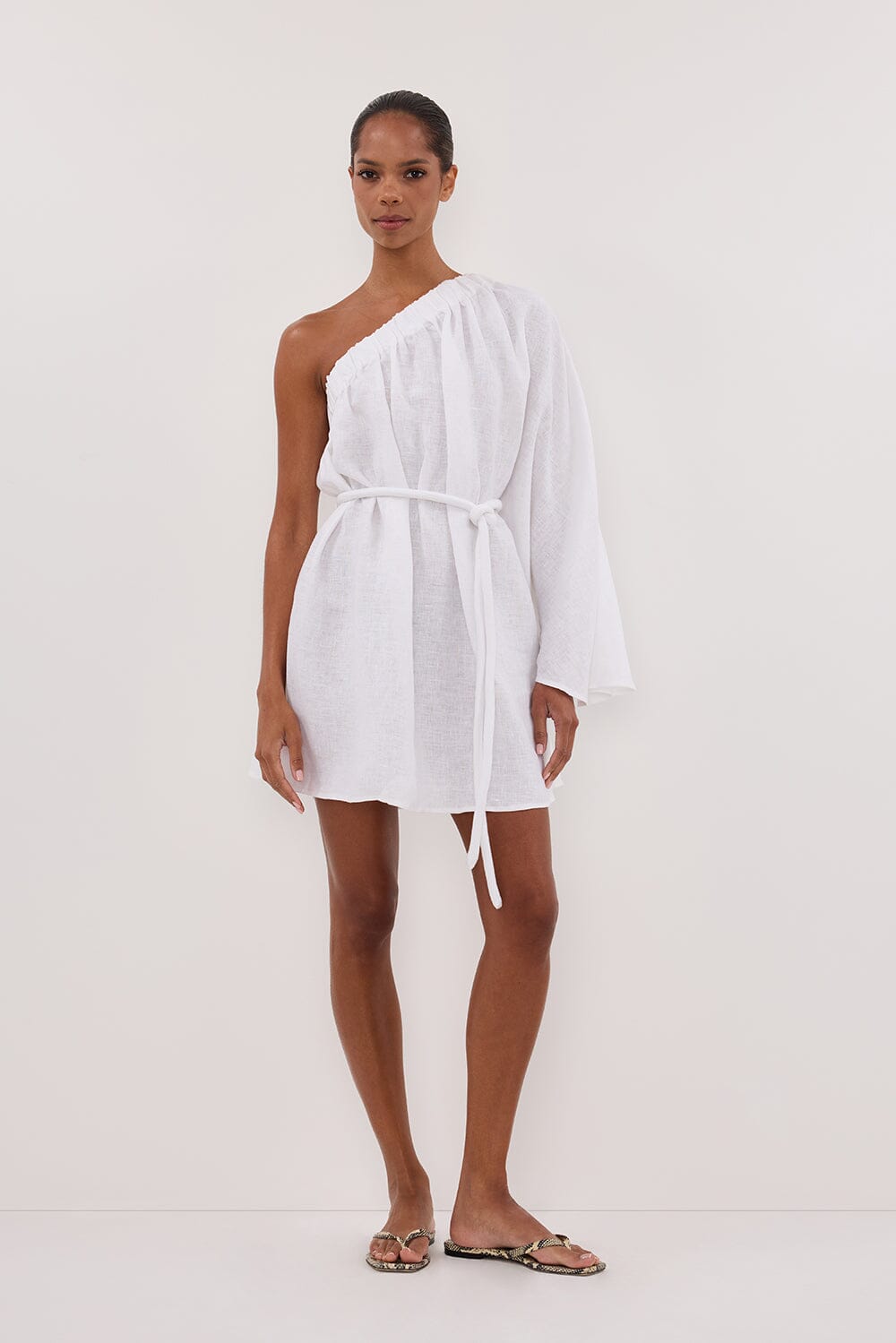 AURELIA WHITE ASYM LINEN MINI DRESS Clothing DISSH Boutiques 