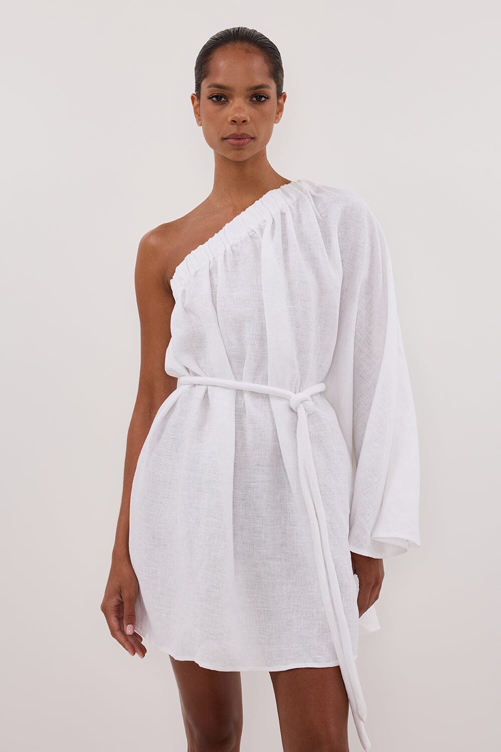 AURELIA WHITE ASYM LINEN MINI DRESS Clothing DISSH Boutiques 