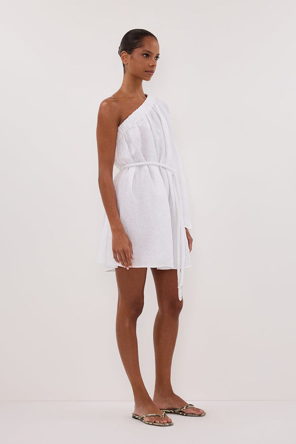 AURELIA WHITE ASYM LINEN MINI DRESS | Dissh AURELIA WHITE ASYM LINEN MINI DRESS | Dissh