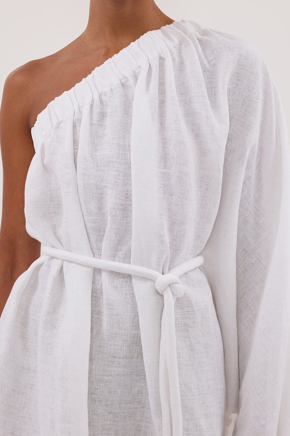 AURELIA WHITE ASYM LINEN MINI DRESS Clothing DISSH Boutiques 