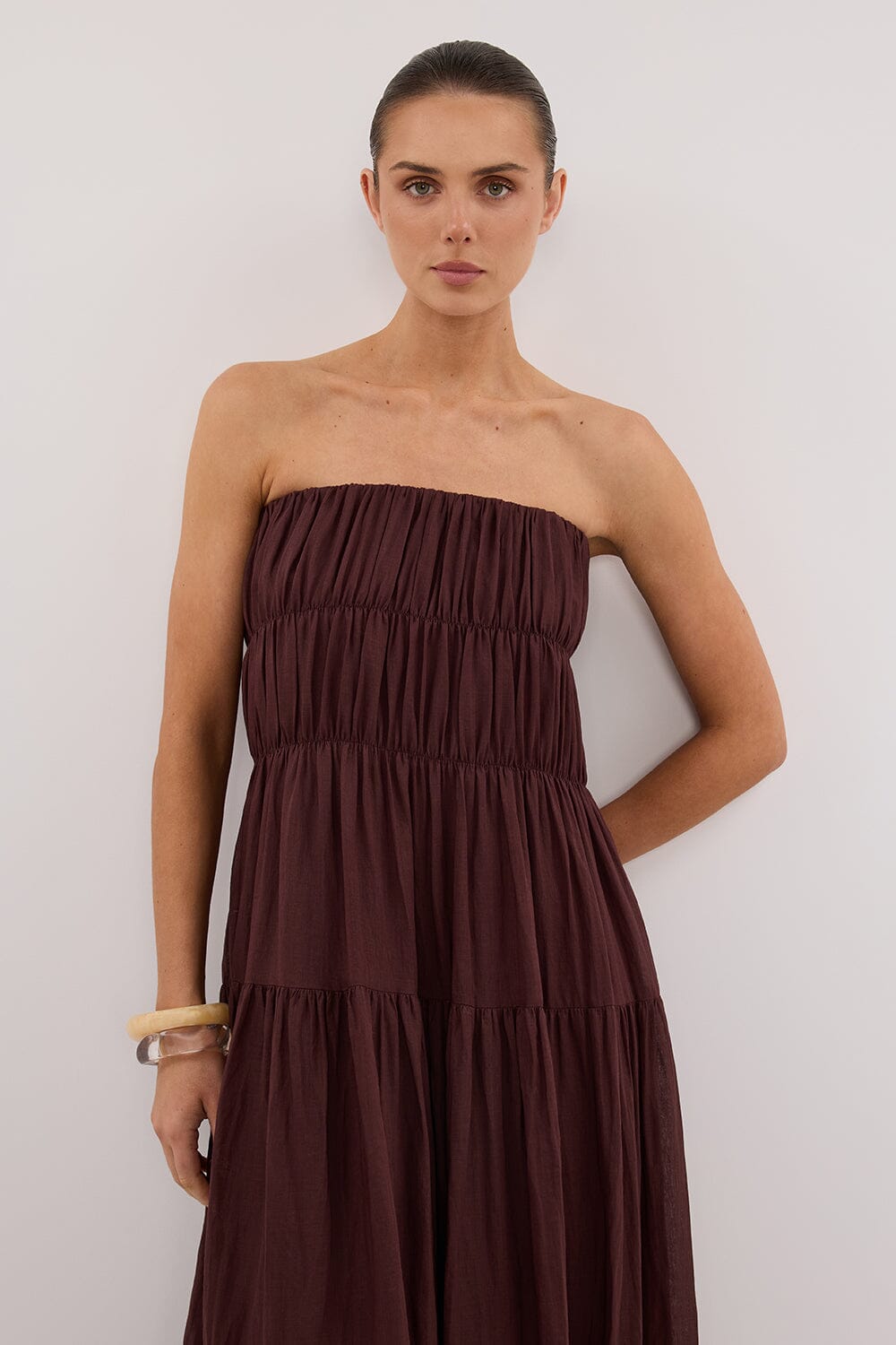 ARTIE WALNUT RAMIE MIDI DRESS Clothing DISSH Boutiques 