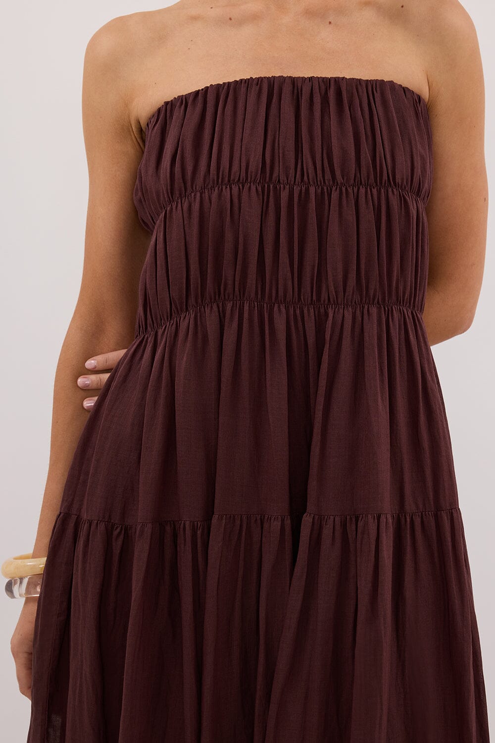 ARTIE WALNUT RAMIE MIDI DRESS Clothing DISSH Boutiques 