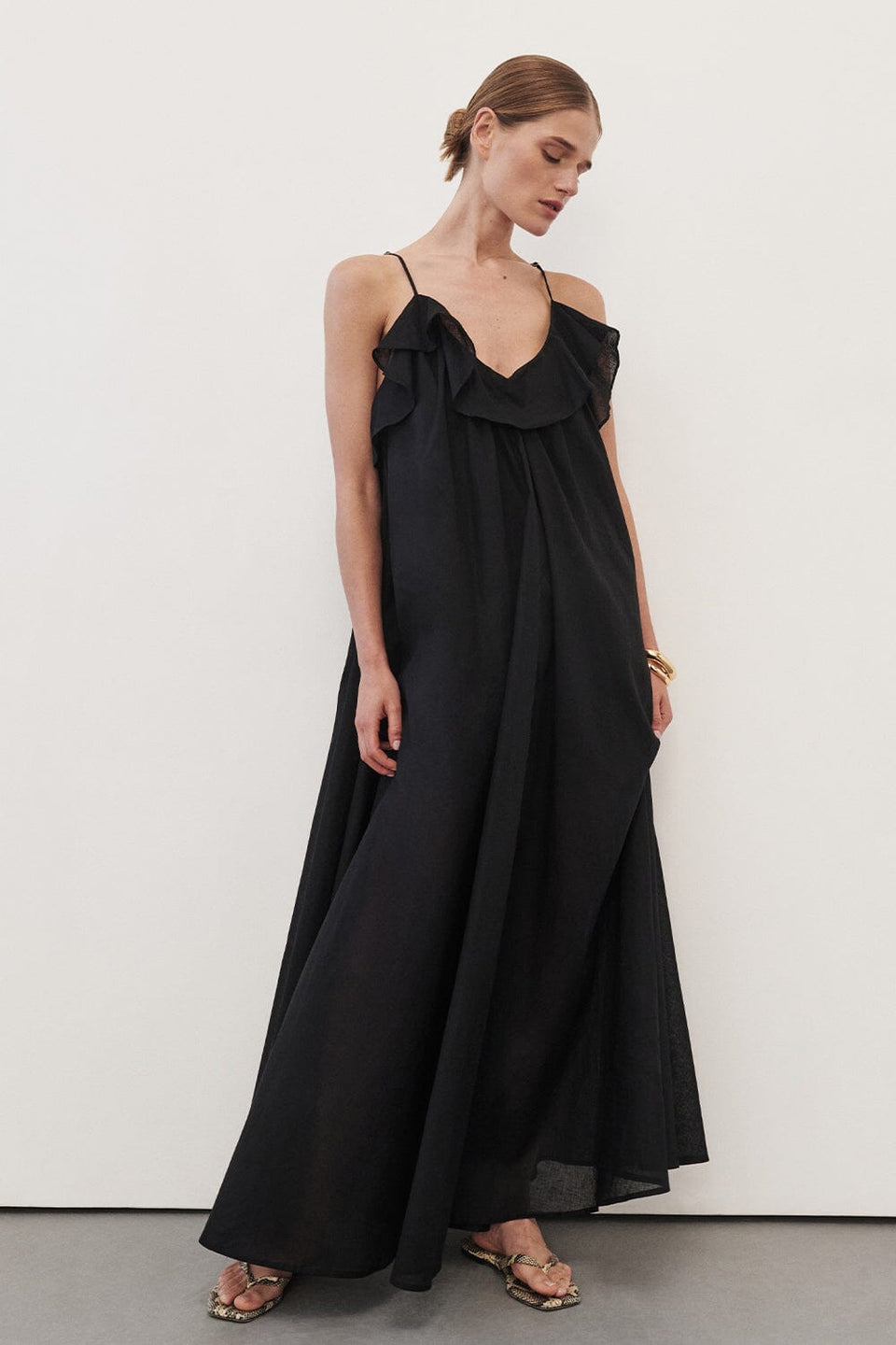 CAPRI BLACK LINEN BLEND MAXI DRESS Clothing DISSH Boutiques 