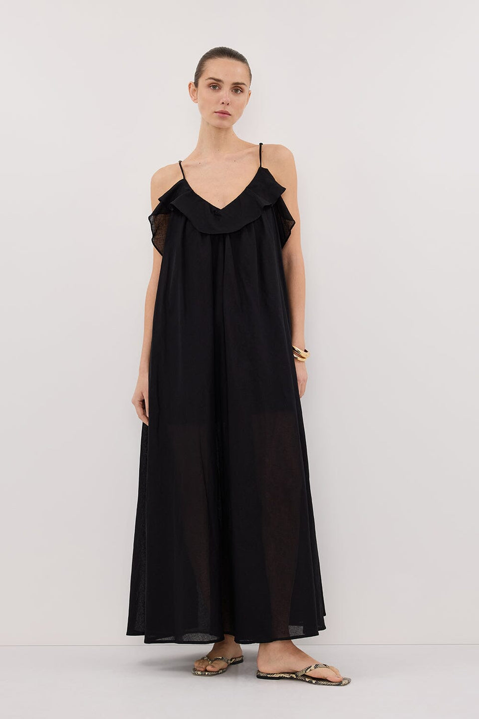 CAPRI BLACK LINEN BLEND MAXI DRESS Clothing DISSH Boutiques 