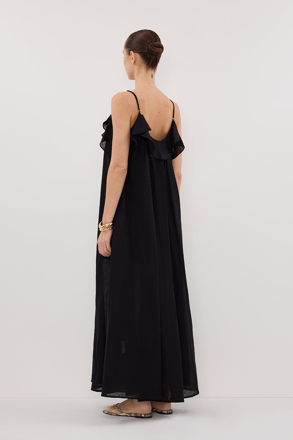CAPRI BLACK LINEN BLEND MAXI DRESS Clothing DISSH Boutiques 