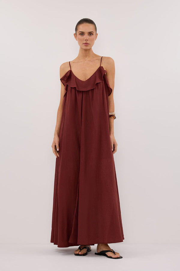 CAPRI SAHARA LINEN BLEND MAXI DRESS SAHARA RED1