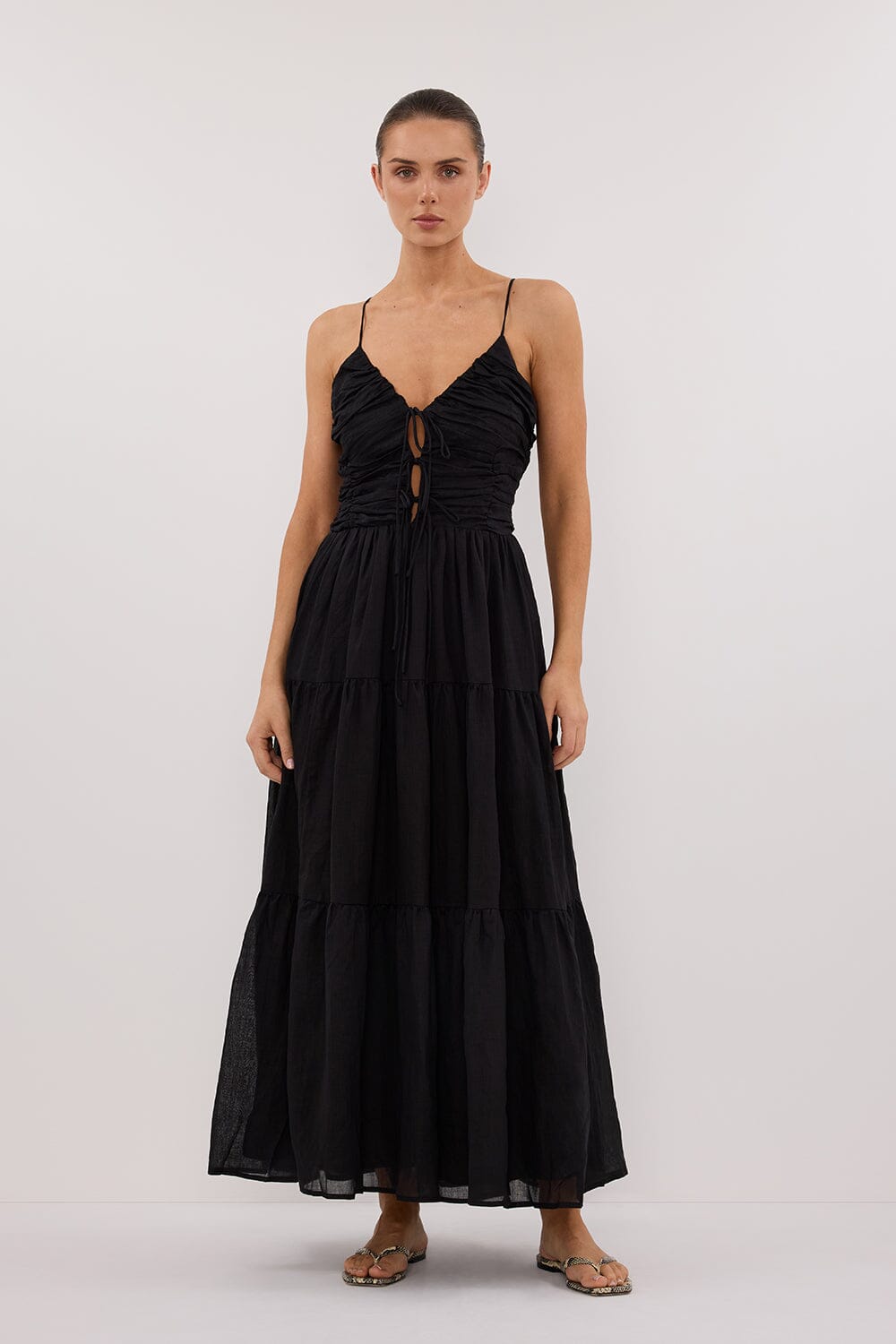MARNIE BLACK RAMIE MIDI DRESS Clothing DISSH Boutiques 