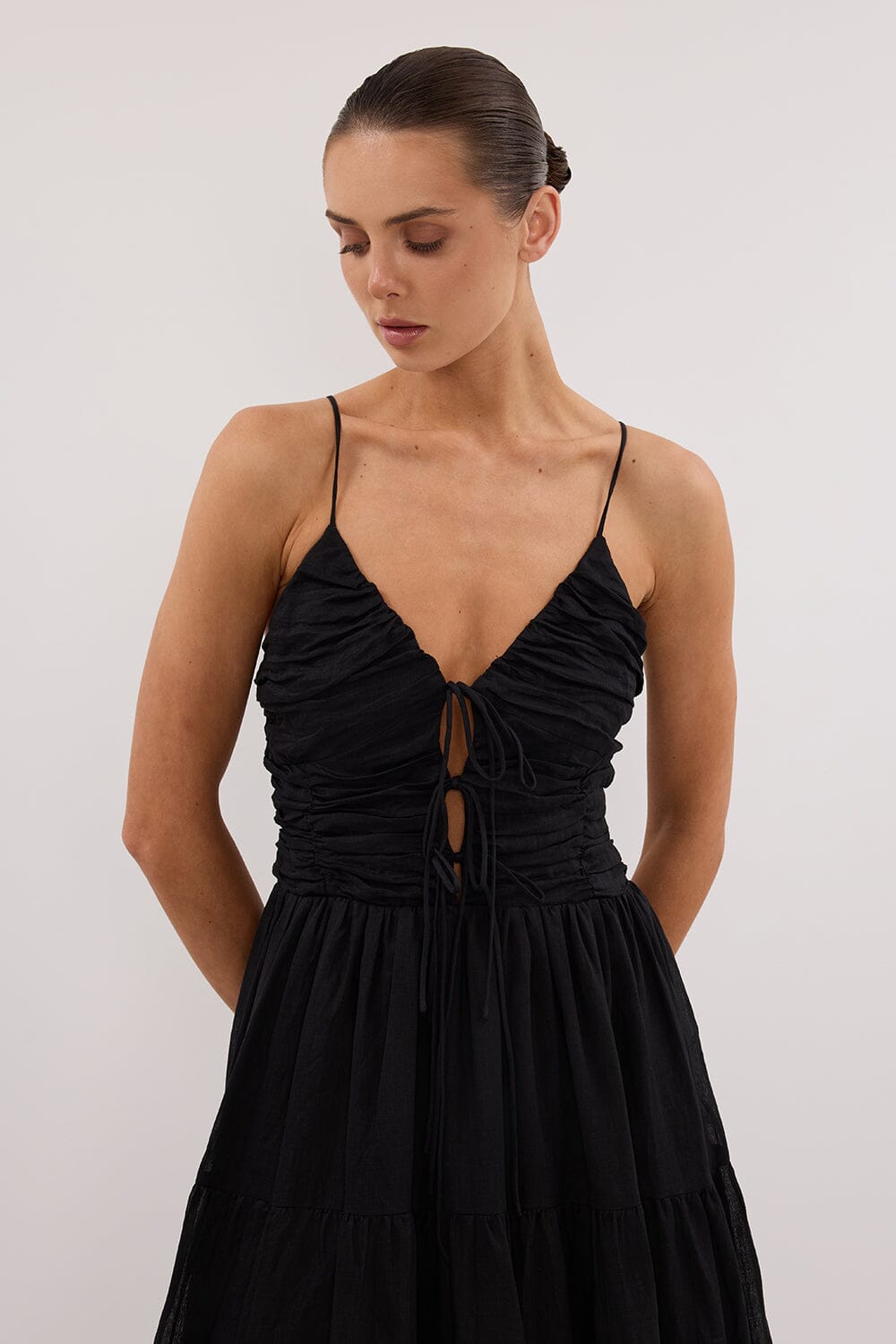 MARNIE BLACK RAMIE MIDI DRESS Clothing DISSH Boutiques 
