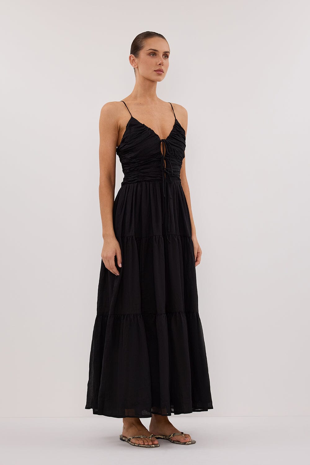 MARNIE BLACK RAMIE MIDI DRESS Clothing DISSH Boutiques 