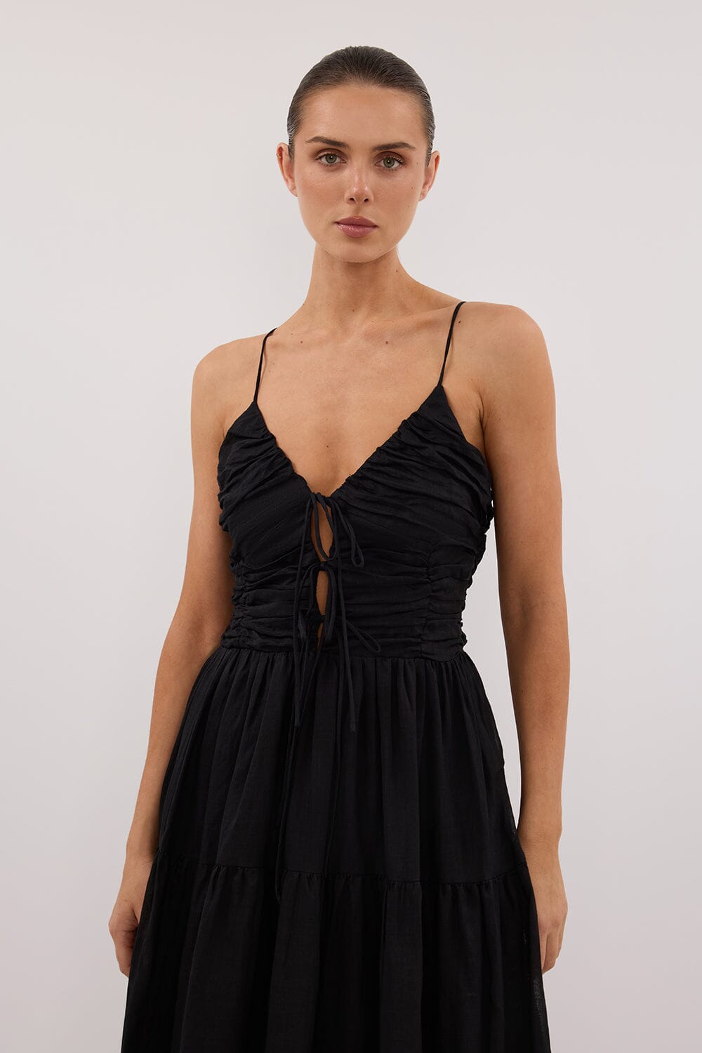 MARNIE BLACK RAMIE MIDI DRESS Clothing DISSH Boutiques 