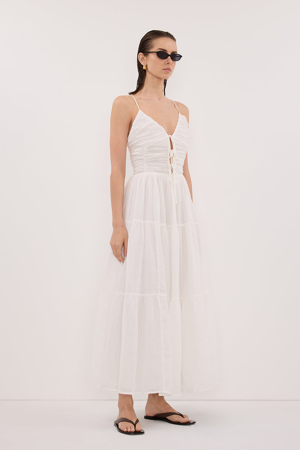 MARNIE WHITE RAMIE MIDI DRESS Clothing DISSH Boutiques 