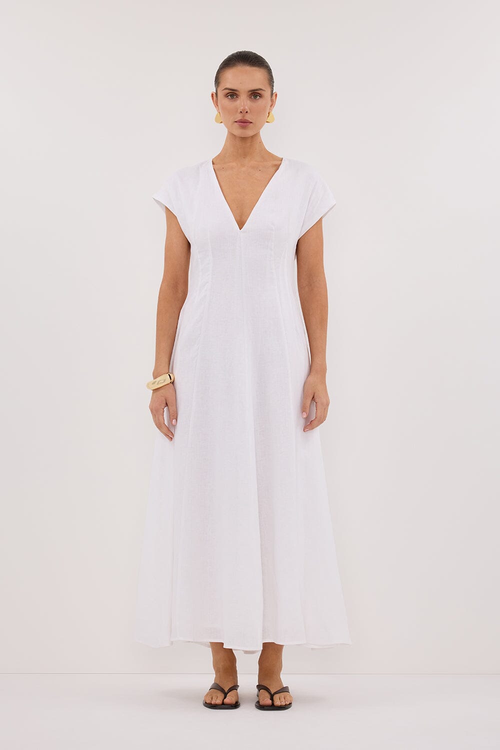 MATISSE WHITE LINEN MIDI DRESS Clothing DISSH Boutiques 6 WHITE 