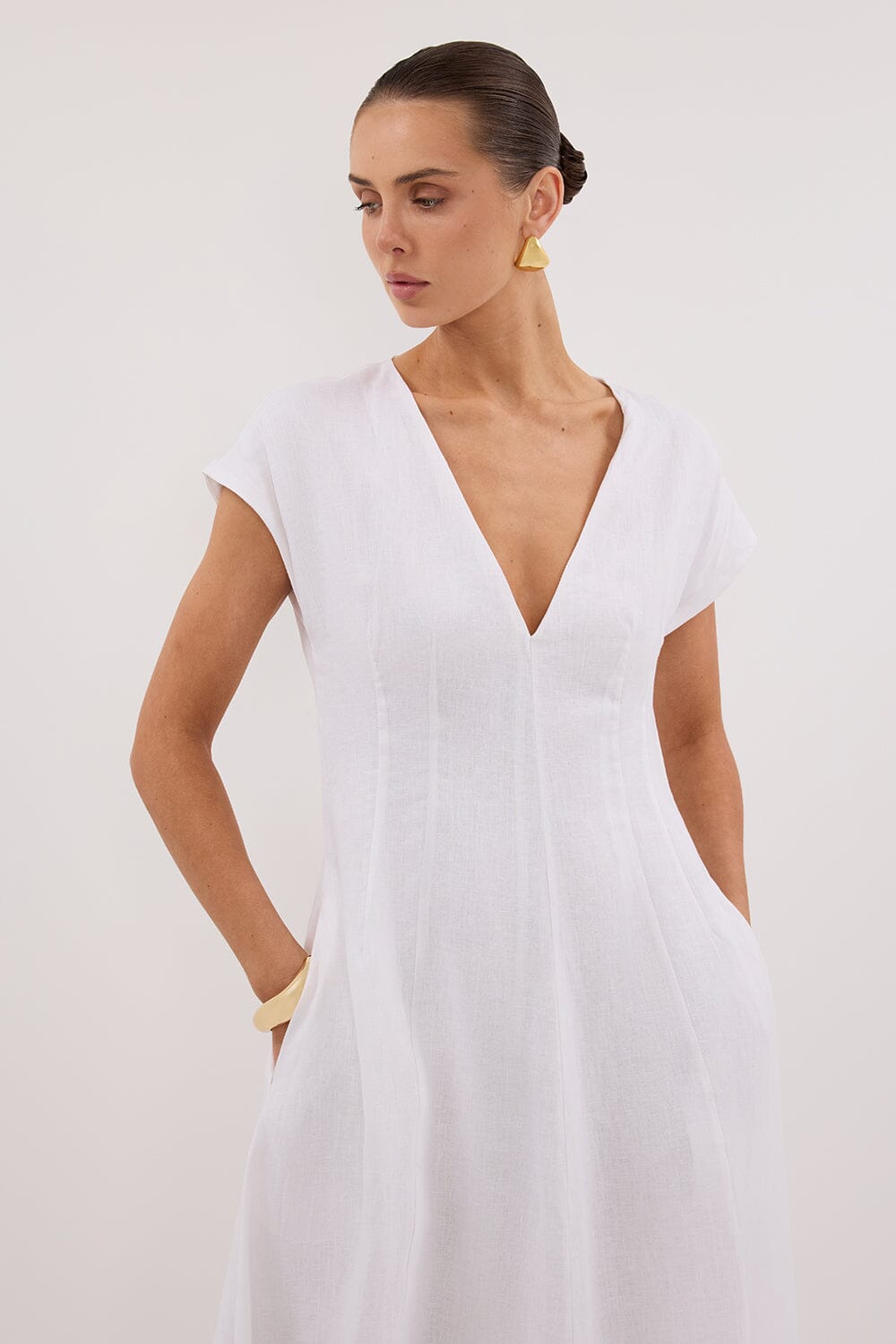 MATISSE WHITE LINEN MIDI DRESS Clothing DISSH Boutiques 
