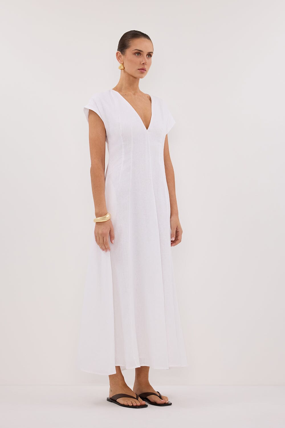 MATISSE WHITE LINEN MIDI DRESS Clothing DISSH Boutiques 