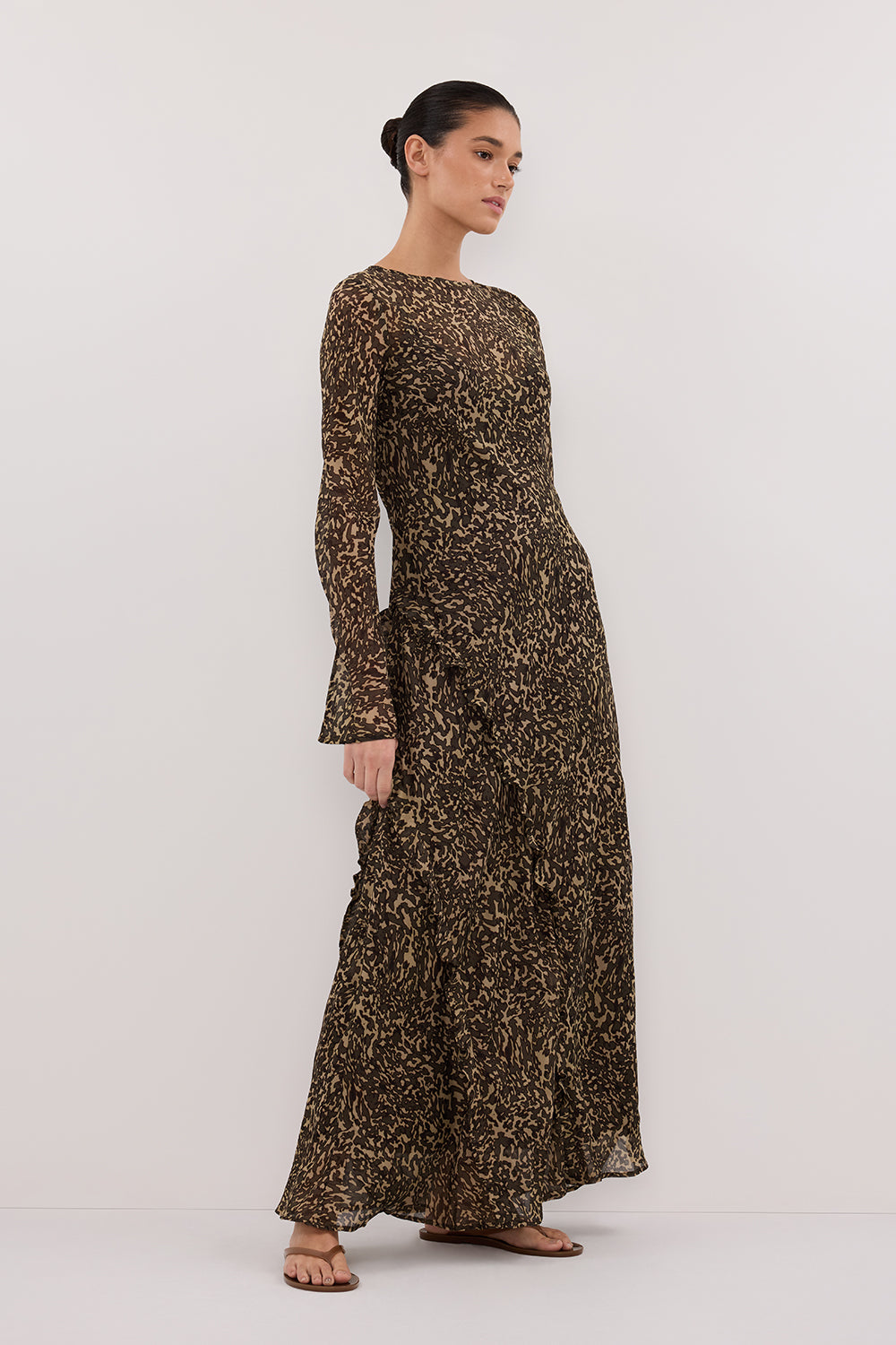 MARVILLA CHOC SLEEVED MIDI DRESS - PRE ORDER Clothing DISSH Boutiques 