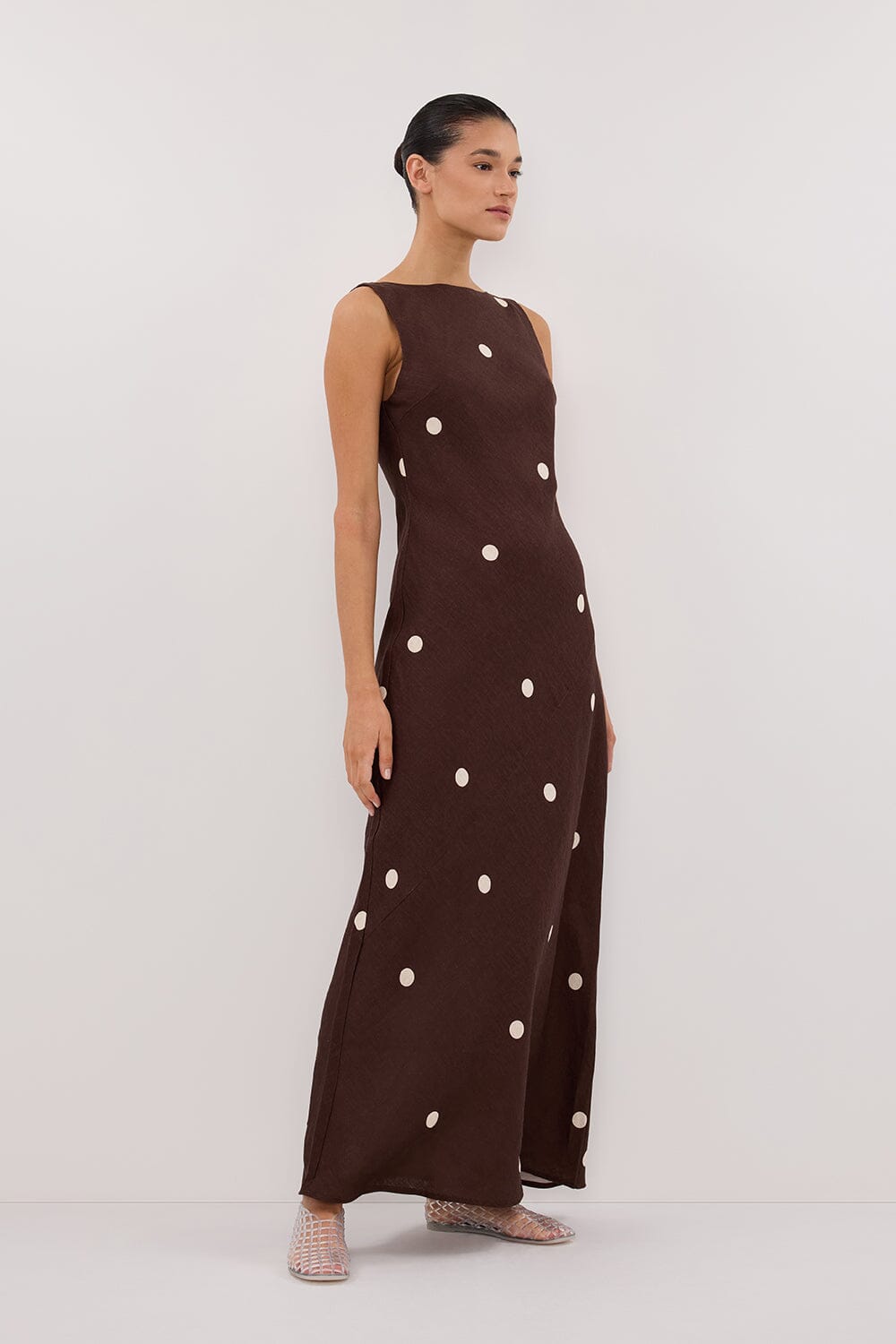 BEVERLY BITTER CHOC SPOT MIDI DRESS Clothing DISSH Boutiques 
