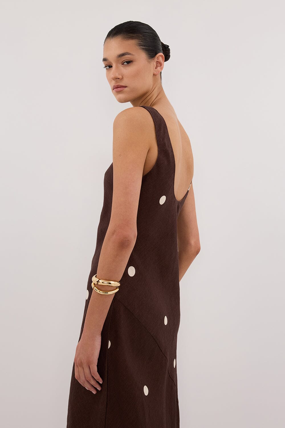 BEVERLY BITTER CHOC SPOT MIDI DRESS Clothing DISSH Boutiques 