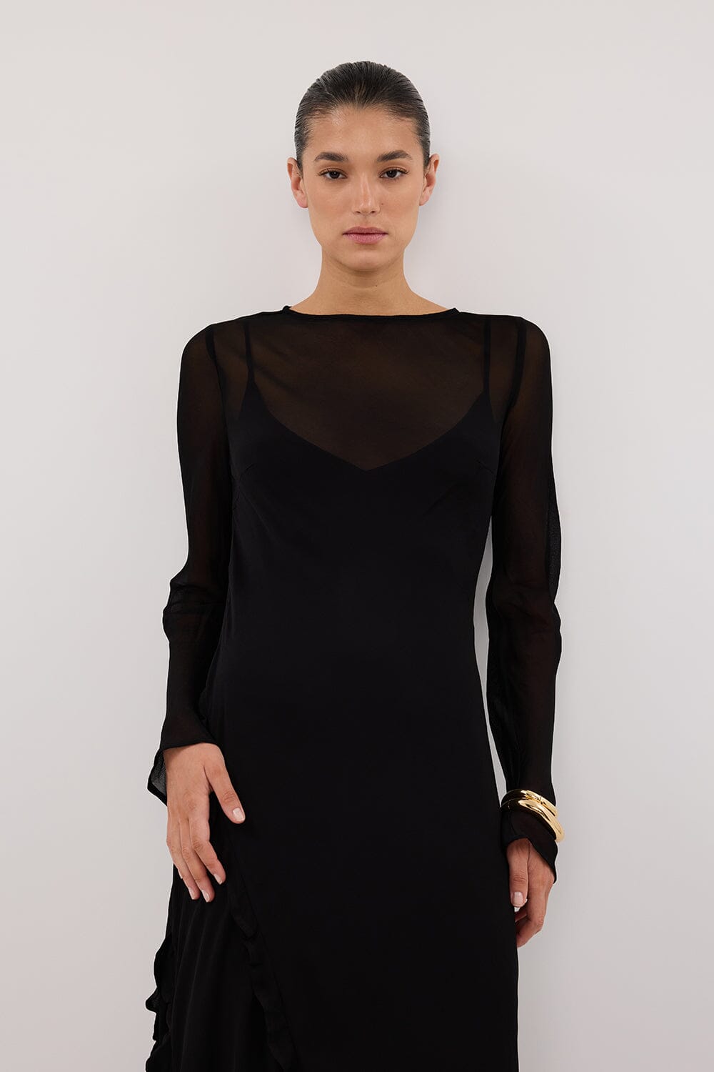 MARISSA BLACK SLEEVED MAXI DRESS Clothing DISSH Boutiques 