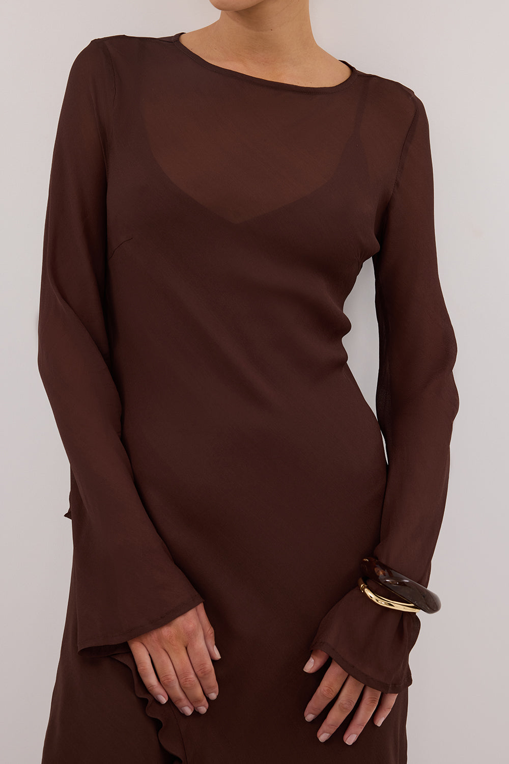 MARISSA CHOC SLEEVED MAXI DRESS - PRE ORDER Clothing DISSH Boutiques 