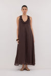 HAZEL DARK CHOC RAMIE SLEEVELESS MIDI DRESS