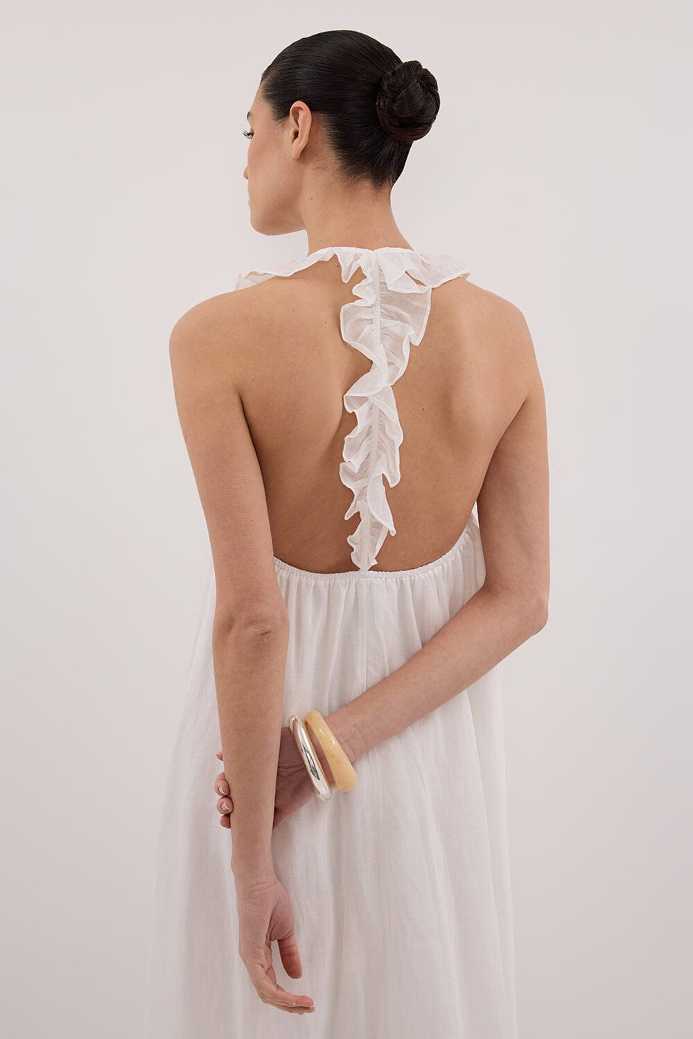 HAZEL WHITE RAMIE SLEEVELESS MIDI DRESS Clothing DISSH Boutiques 
