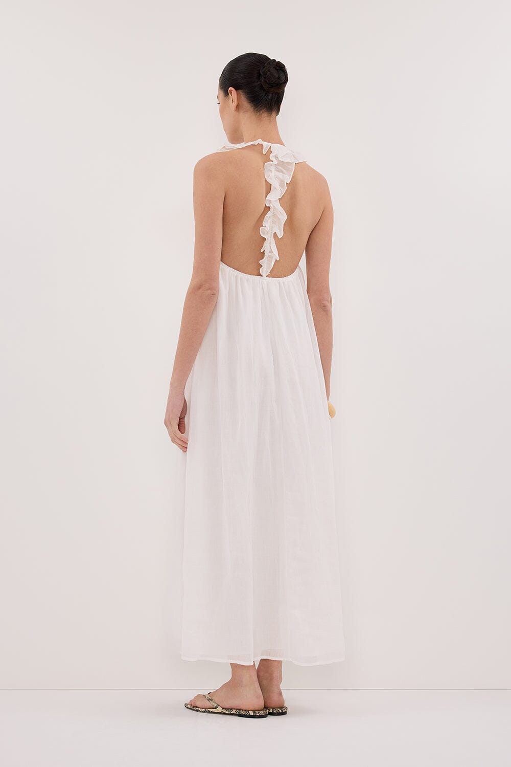 HAZEL WHITE RAMIE SLEEVELESS MIDI DRESS Clothing DISSH Boutiques 