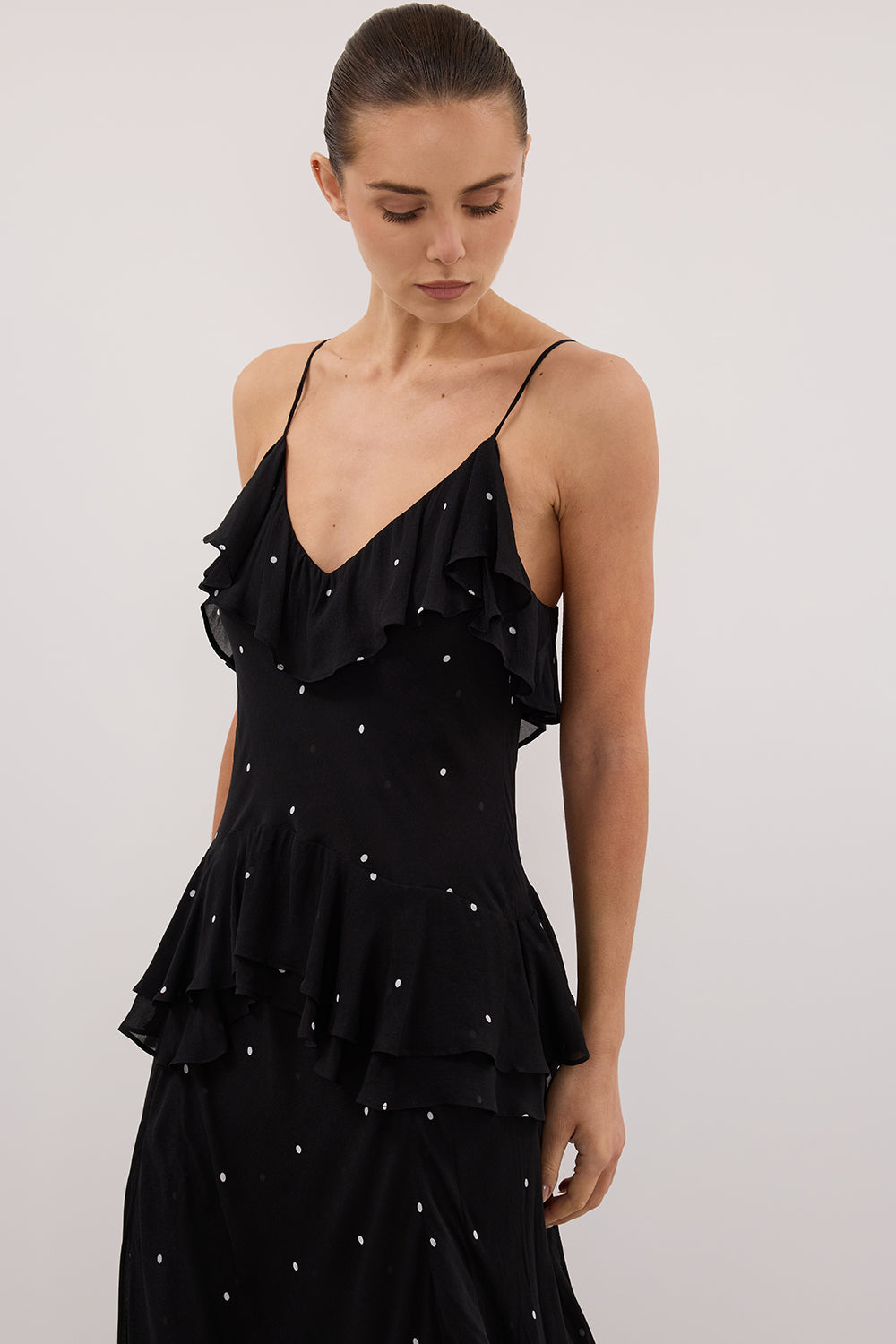 MELROSE BLACK SPOT MAXI DRESS - PRE ORDER Clothing DISSH Boutiques 