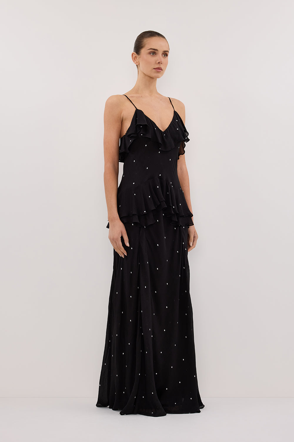 MELROSE BLACK SPOT MAXI DRESS Clothing DISSH Boutiques 