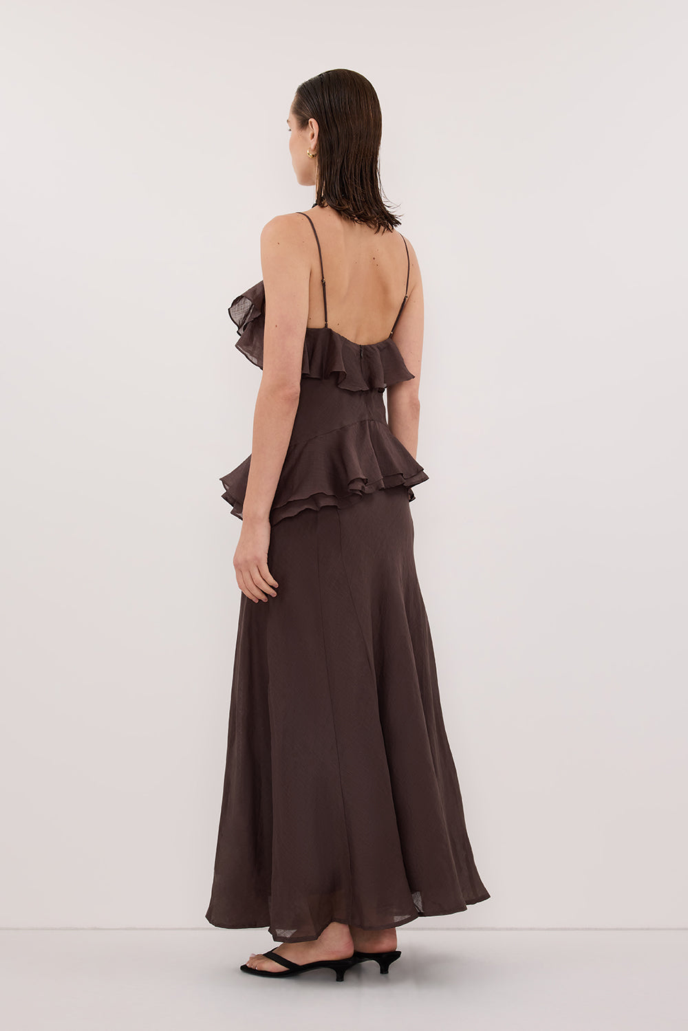 SARA DARK CHOC RAMIE MAXI DRESS - PRE ORDER Clothing DISSH Boutiques 